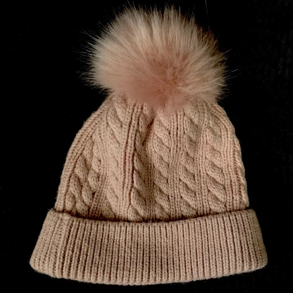 ZUPPAD Kids Pink Knit Pom Pom Beanie